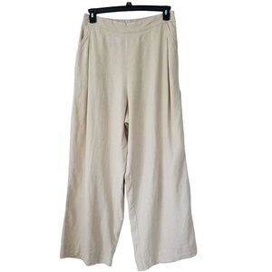 Madewell Pull-On Straight Crop Pant Size 10 Beige Linen Blend NWT‎ $78 NO954